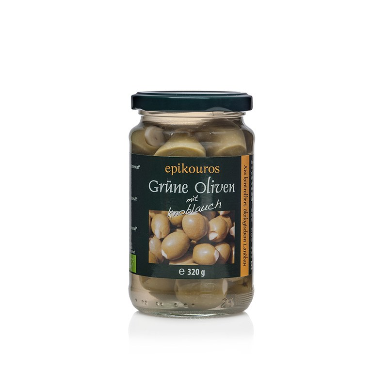 Epikouros oliwki zielone z czosnkiemi 320g BIO