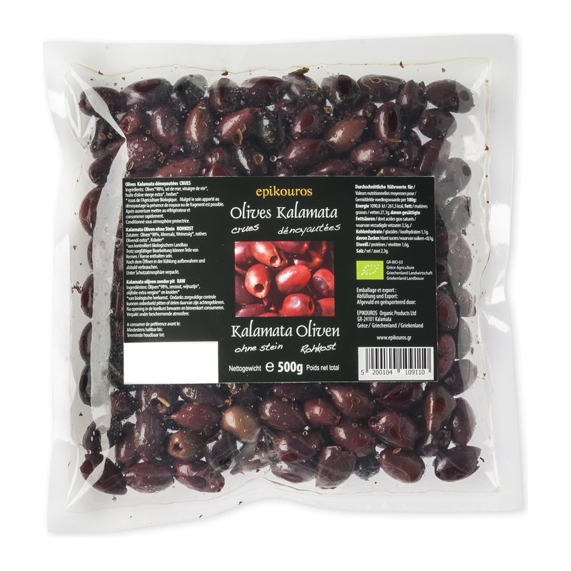 Epikouros oliwki Kalamata drylowane pakowane w atmosferze ochronnej 500g BIO