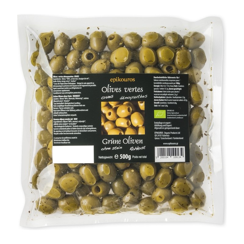Epikouros oliwki zielone drylowane pakowane w atmosferze ochronnej 500g BIO