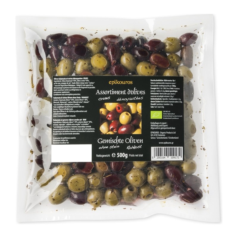 Epikouros oliwki mix drylowane pakowane w atmosferze ochronnej 500g BIO
